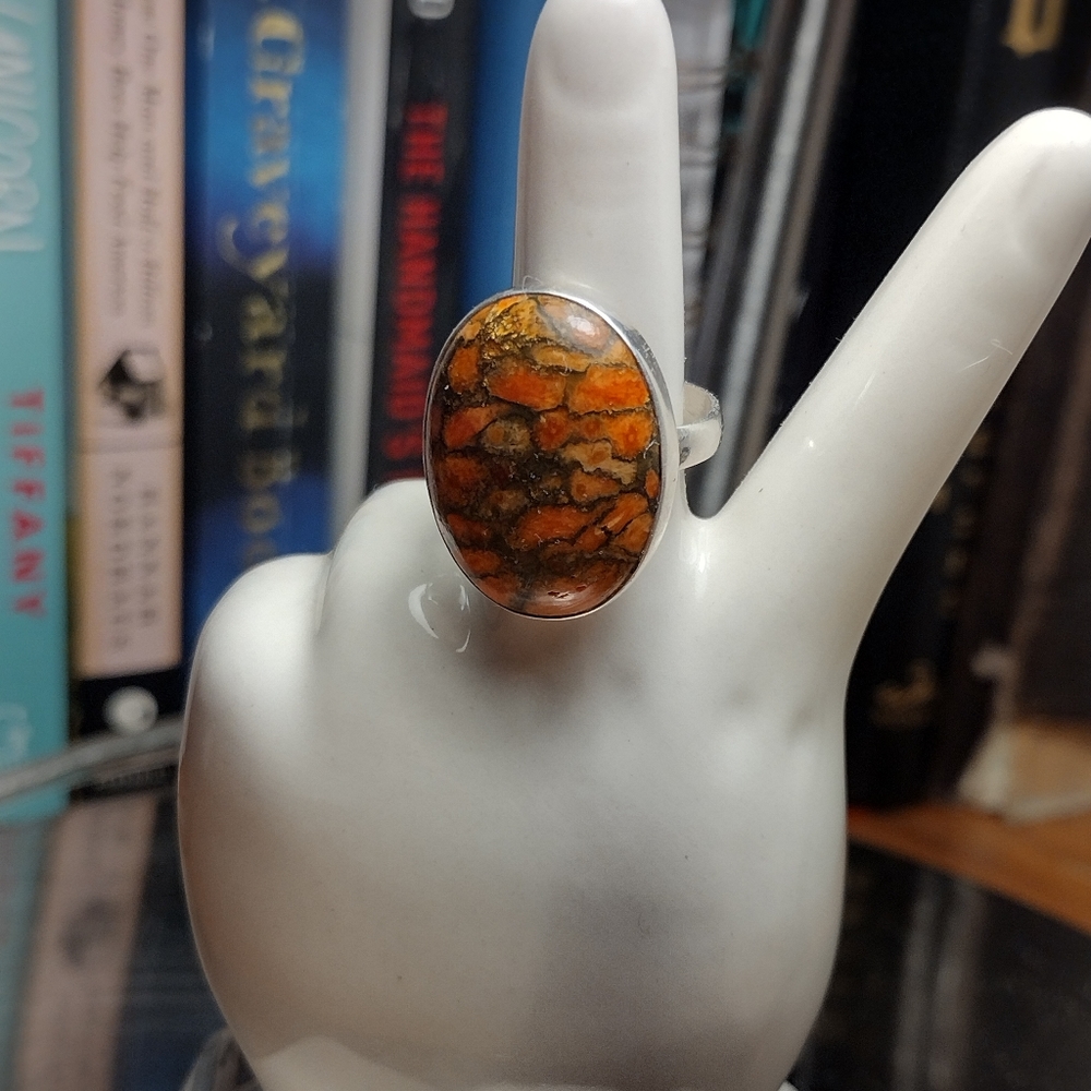 Beautiful sterling silver red copper turquoise ring